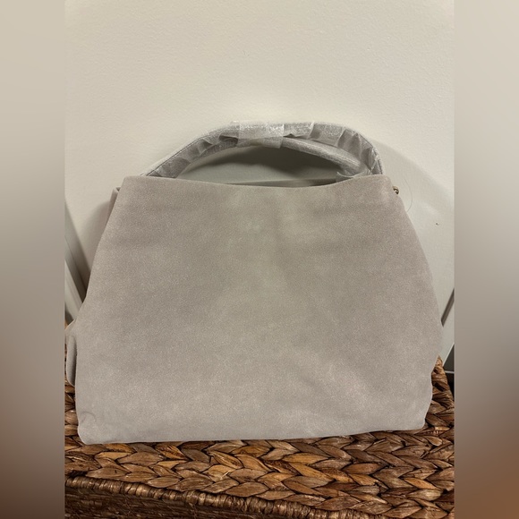 NWT Kate Spade Stardust Suede Willa satchel hobo bag. Light grey suede. - Picture 7 of 9